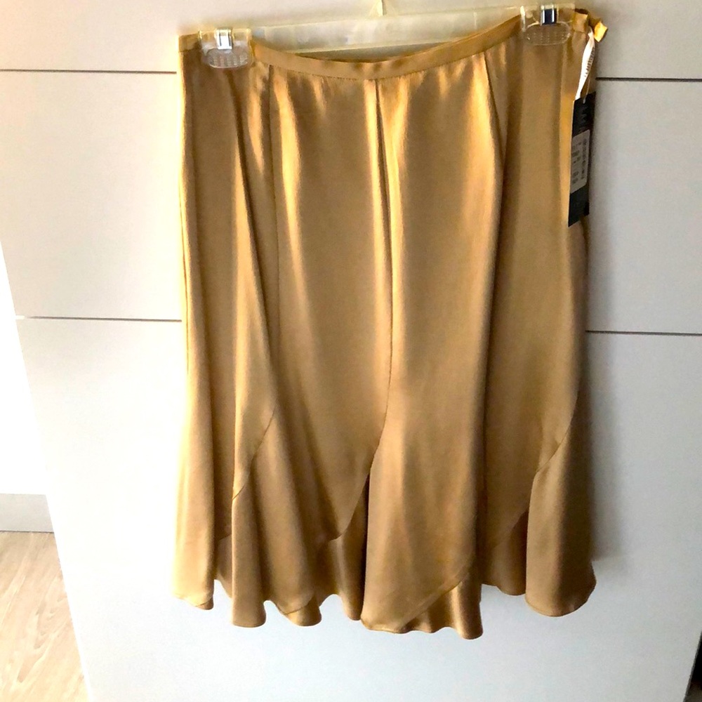 NWT Lafayette gold silk skirt